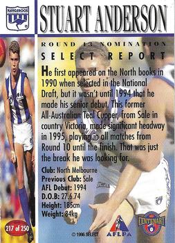 1996 Select AFL #217 Stuart Anderson Back
